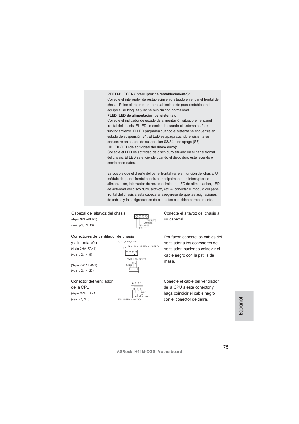 Español | ASRock H61M-DGS User Manual | Page 75 / 165