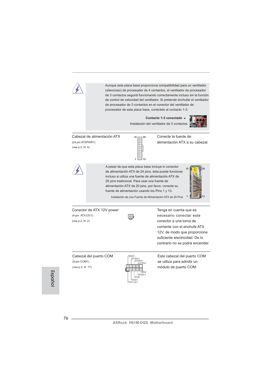 Español | ASRock H61M-DGS User Manual | Page 76 / 165