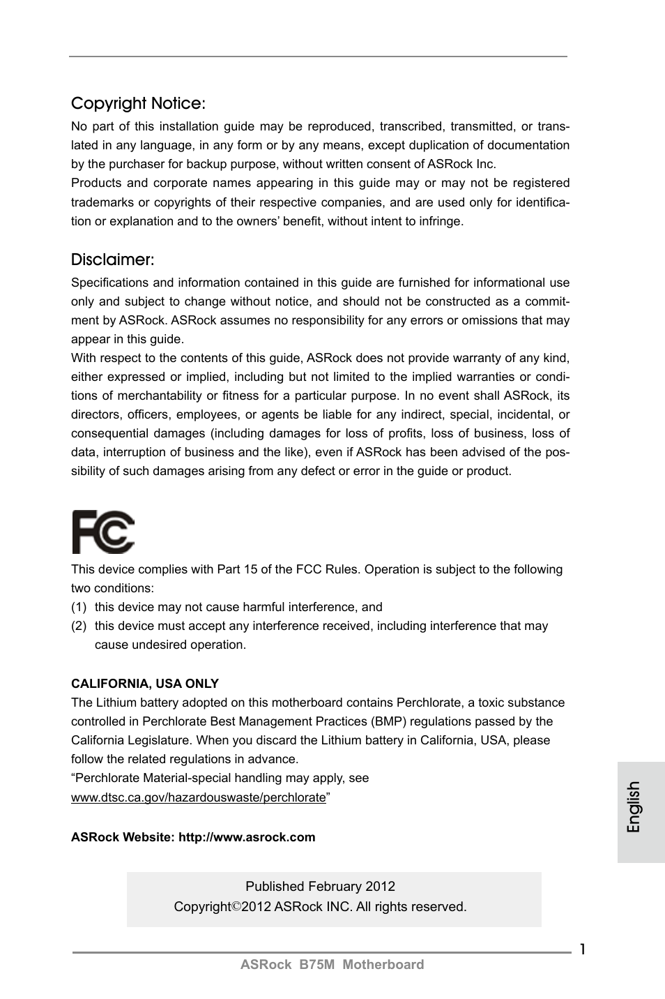 ASRock B75M User Manual | 204 pages