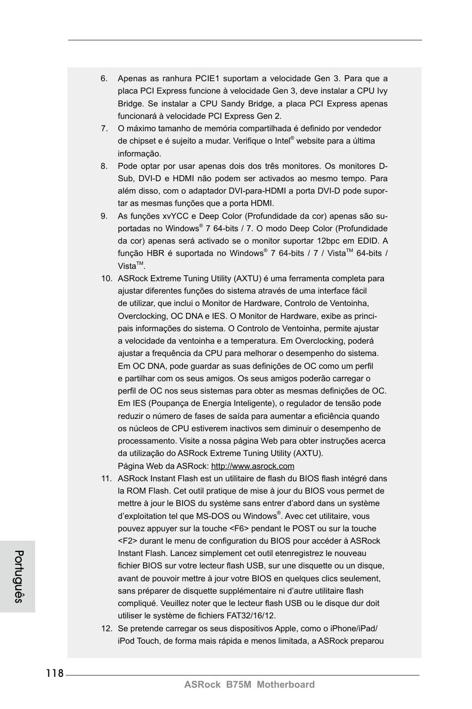 Por tuguês, Asrock b75m motherboard | ASRock B75M User Manual | Page 118 / 204