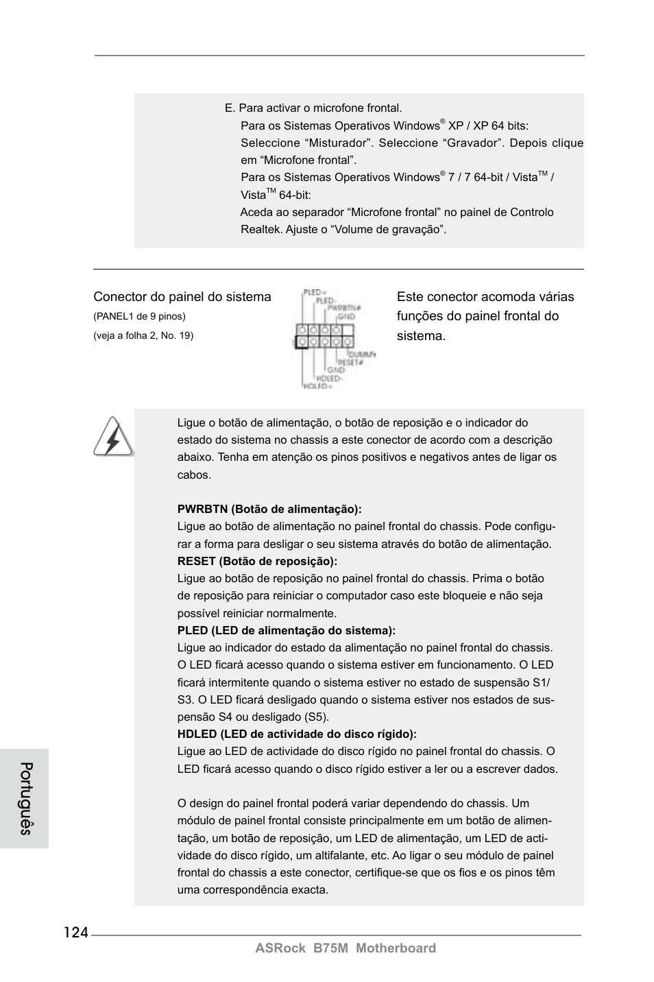 Por tuguês | ASRock B75M User Manual | Page 124 / 204