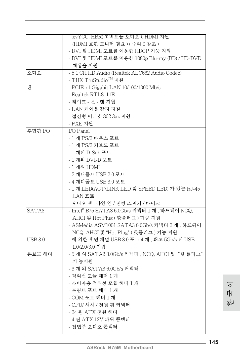 한 국 어 | ASRock B75M User Manual | Page 145 / 204