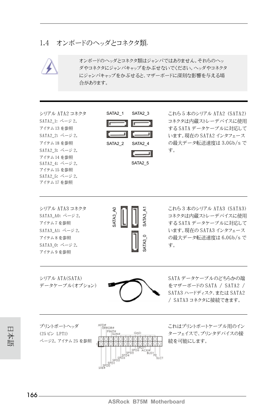 4 オンボードのヘッダとコネクタ類 | ASRock B75M User Manual | Page 166 / 204