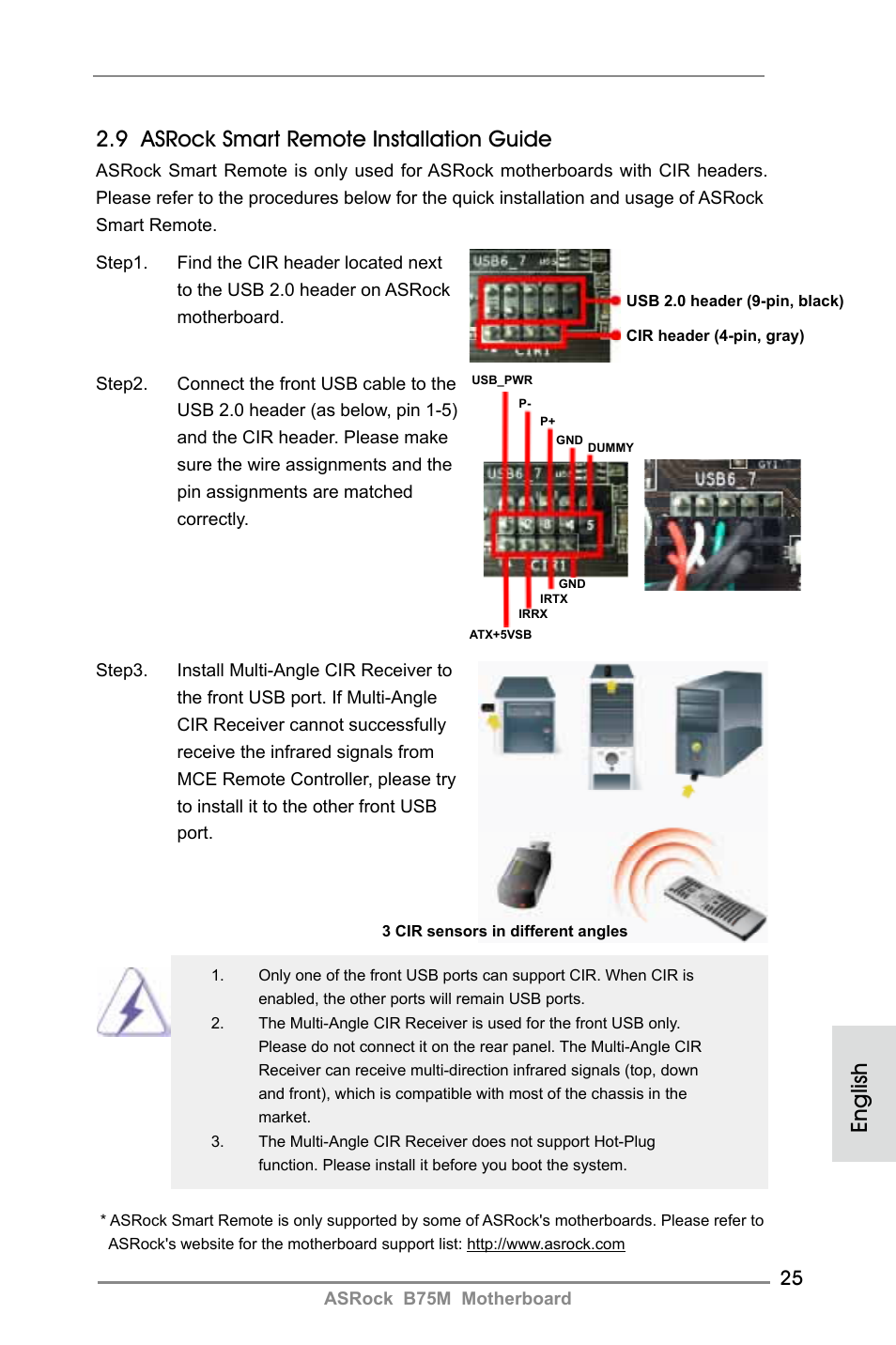 9 asrock smart remote installation guide, English | ASRock B75M User Manual | Page 25 / 204