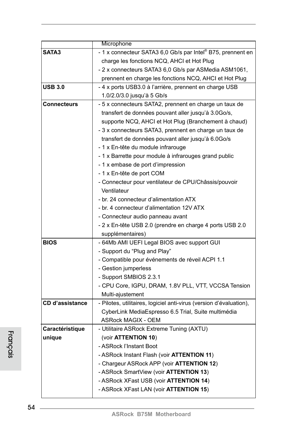 Français | ASRock B75M User Manual | Page 54 / 204