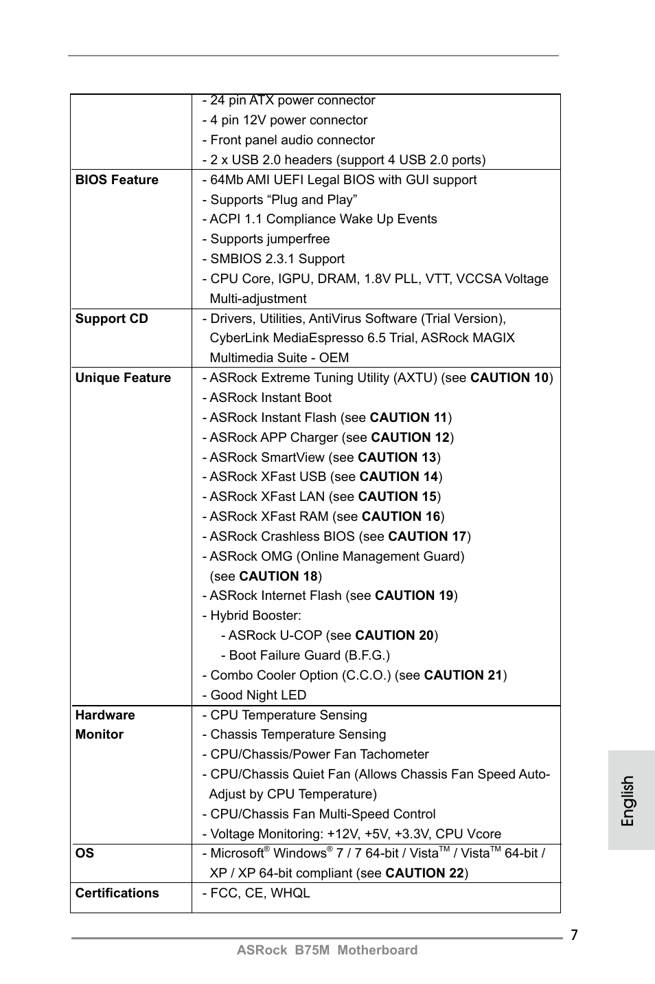 English | ASRock B75M User Manual | Page 7 / 204