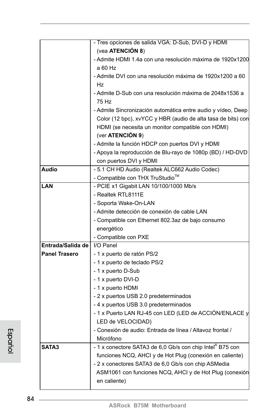 Español | ASRock B75M User Manual | Page 84 / 204