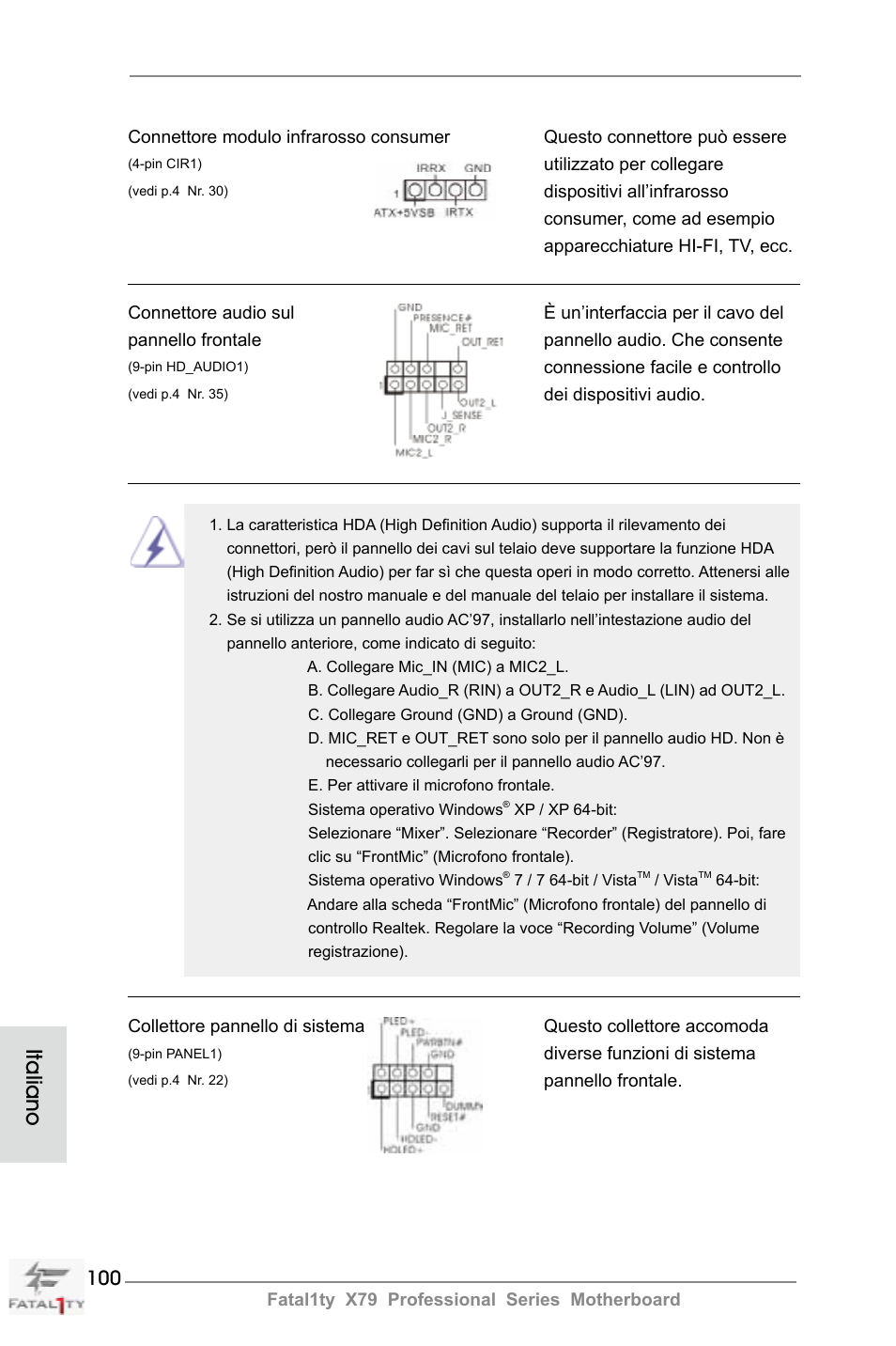 Italiano | ASRock Fatal1ty X79 Professional User Manual | Page 100 / 238
