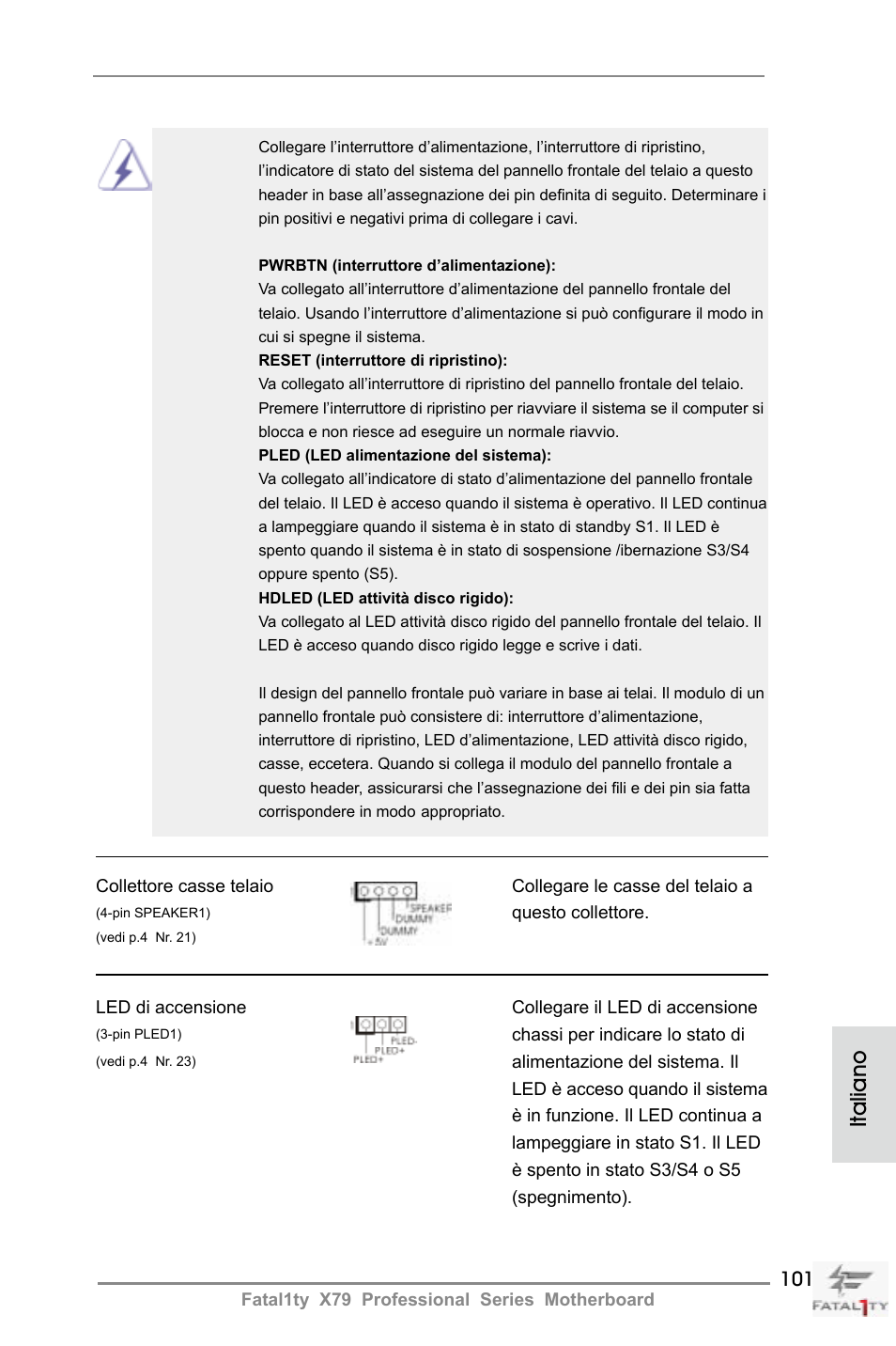 Italiano | ASRock Fatal1ty X79 Professional User Manual | Page 101 / 238