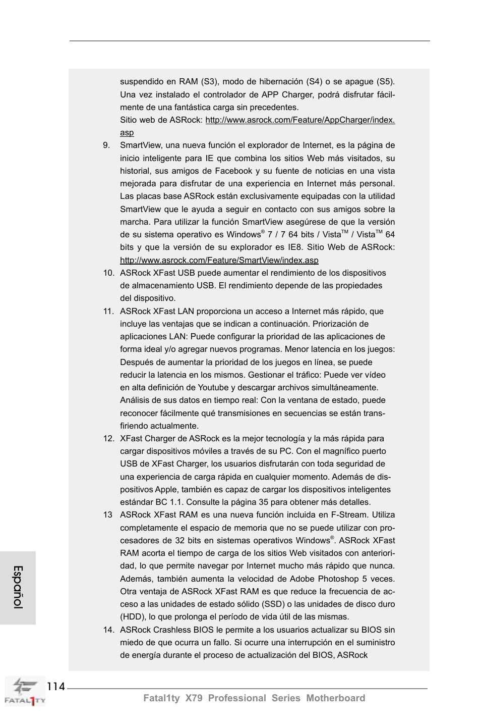Español | ASRock Fatal1ty X79 Professional User Manual | Page 114 / 238