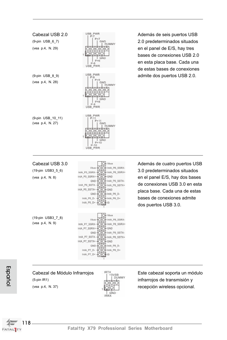 Español | ASRock Fatal1ty X79 Professional User Manual | Page 118 / 238