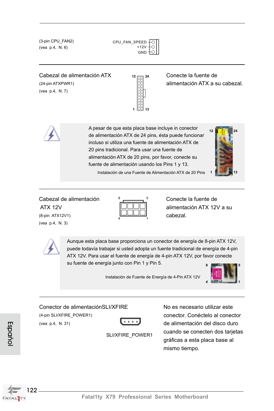 Español | ASRock Fatal1ty X79 Professional User Manual | Page 122 / 238