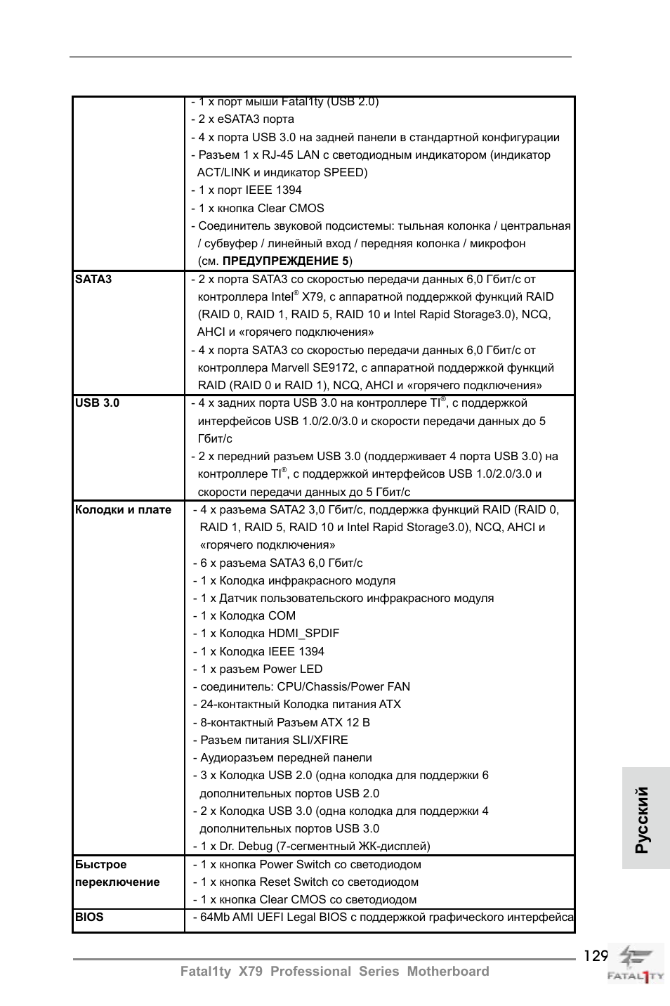 Ру сский | ASRock Fatal1ty X79 Professional User Manual | Page 129 / 238