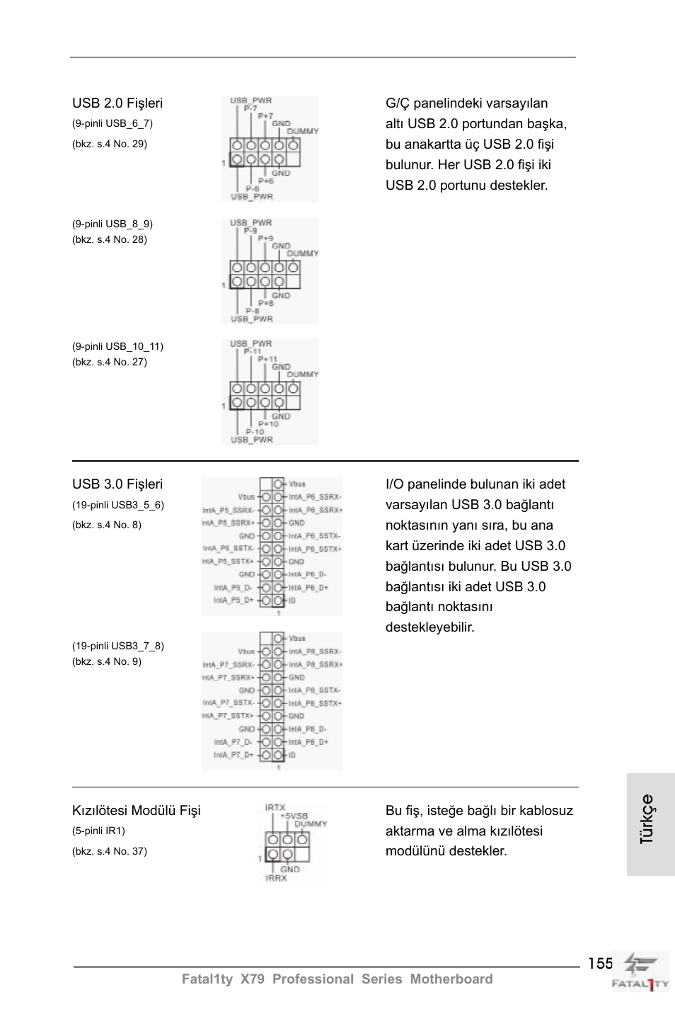 Türkçe | ASRock Fatal1ty X79 Professional User Manual | Page 155 / 238