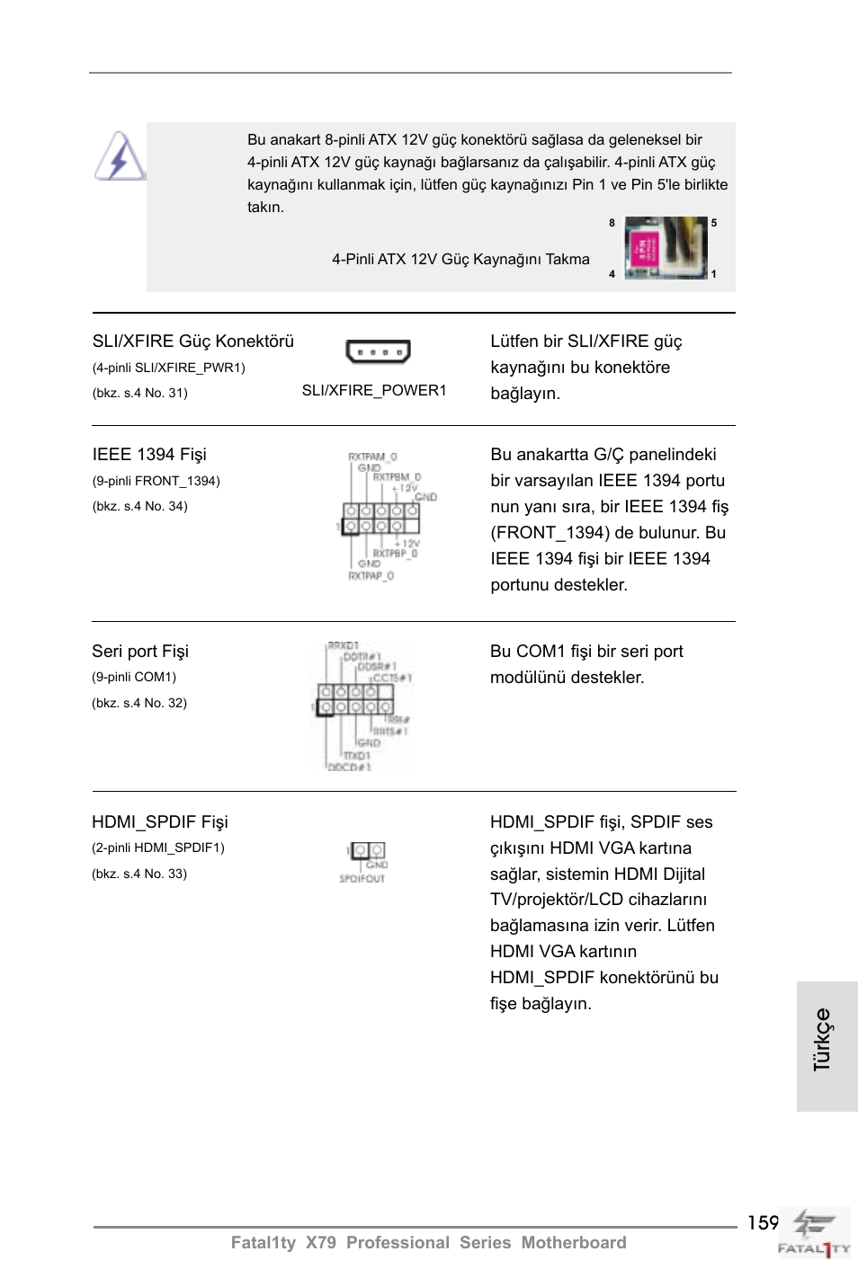 Türkçe | ASRock Fatal1ty X79 Professional User Manual | Page 159 / 238