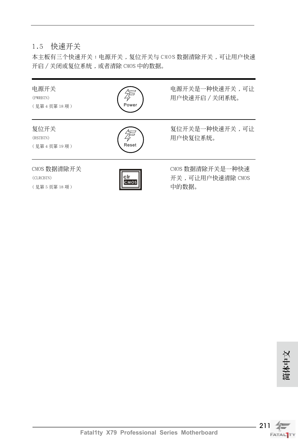 簡體中文 1.5 快速開關 | ASRock Fatal1ty X79 Professional User Manual | Page 211 / 238
