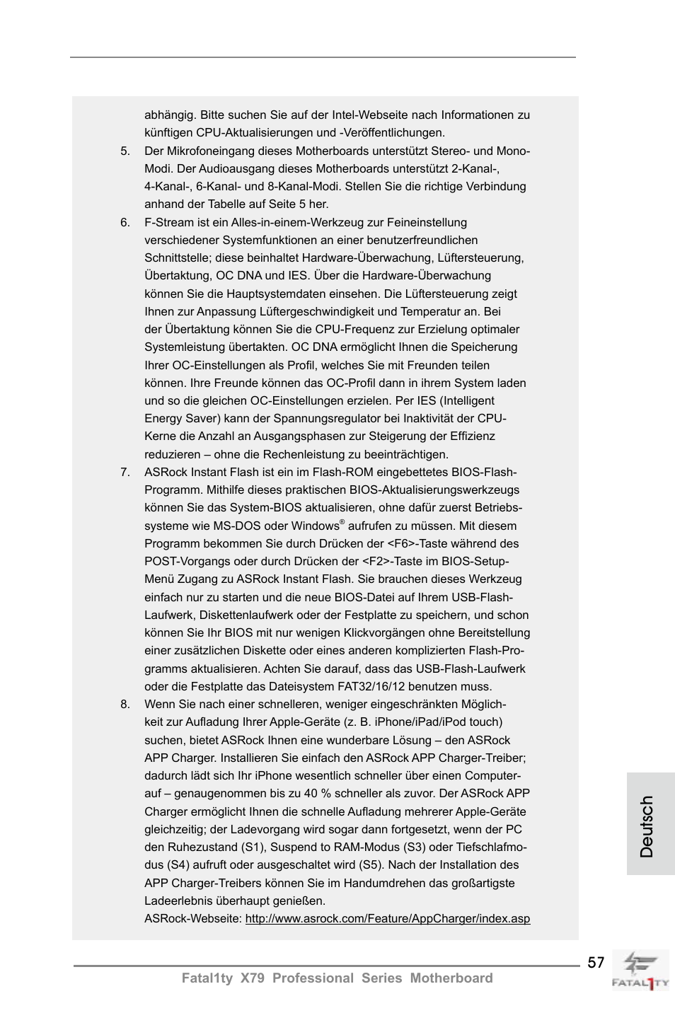 Deutsch | ASRock Fatal1ty X79 Professional User Manual | Page 57 / 238