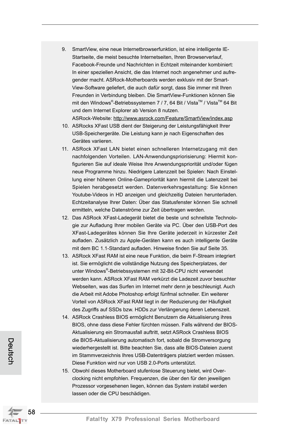 Deutsch | ASRock Fatal1ty X79 Professional User Manual | Page 58 / 238