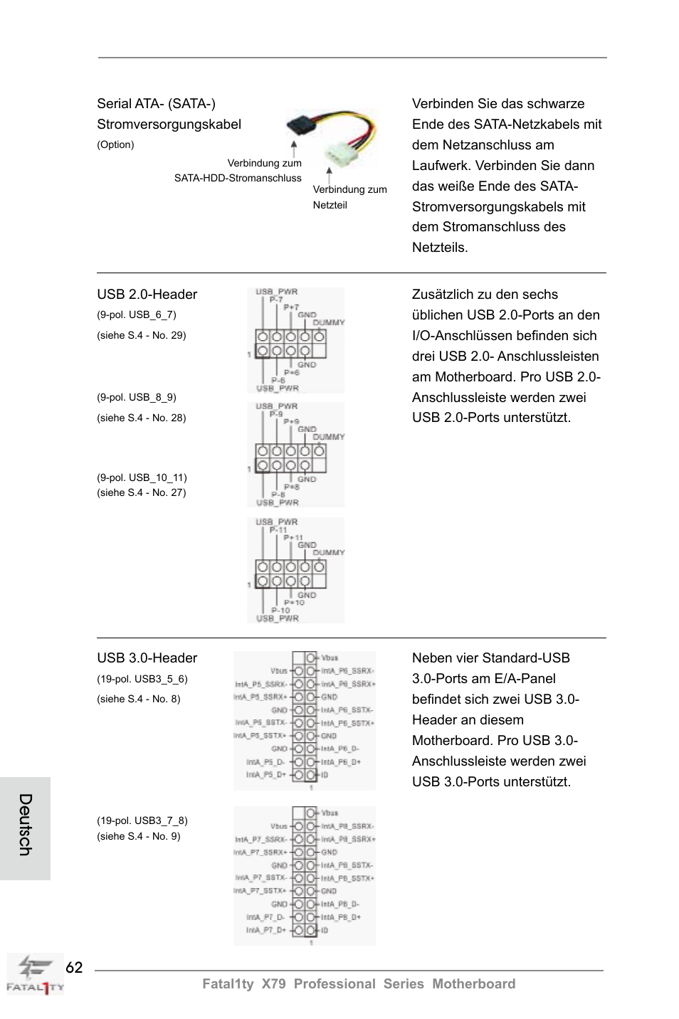 Deutsch | ASRock Fatal1ty X79 Professional User Manual | Page 62 / 238
