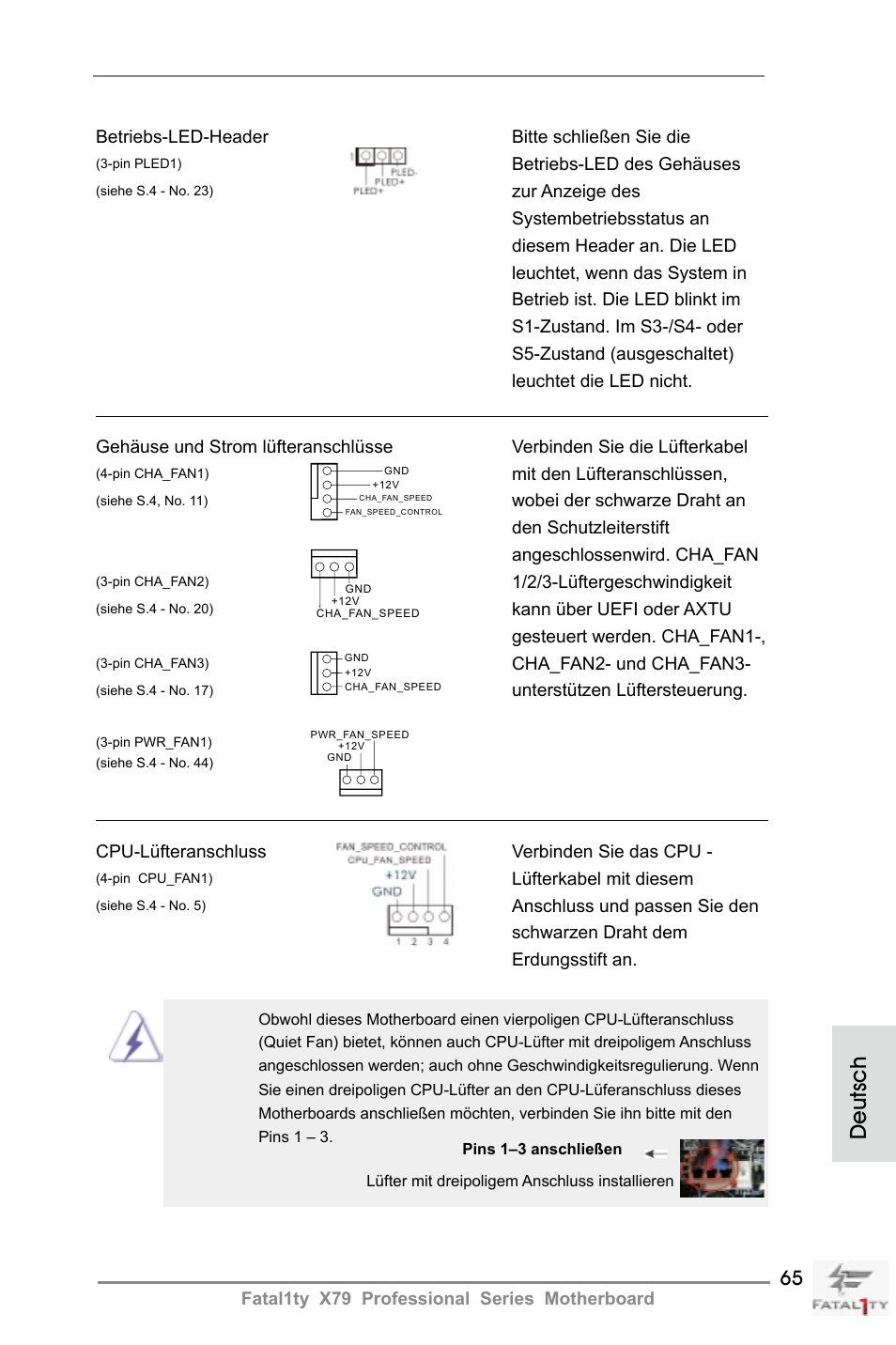 Deutsch | ASRock Fatal1ty X79 Professional User Manual | Page 65 / 238