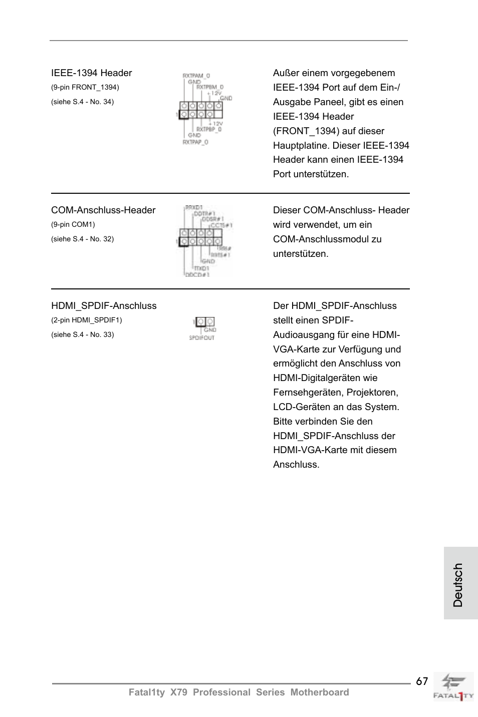 Deutsch | ASRock Fatal1ty X79 Professional User Manual | Page 67 / 238