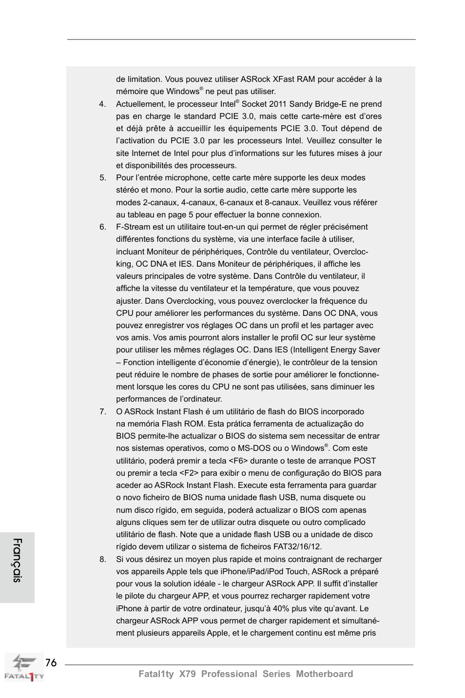 Français | ASRock Fatal1ty X79 Professional User Manual | Page 76 / 238