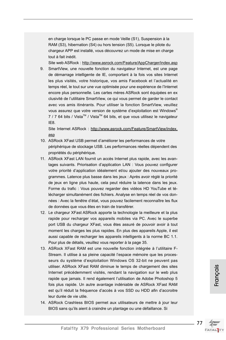 Français | ASRock Fatal1ty X79 Professional User Manual | Page 77 / 238