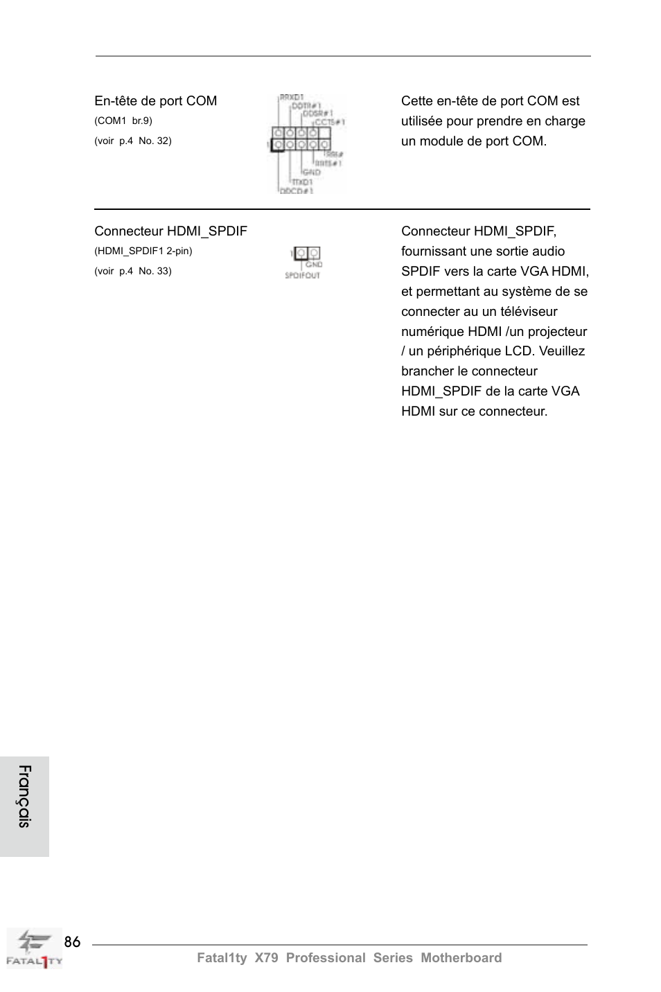 Français | ASRock Fatal1ty X79 Professional User Manual | Page 86 / 238
