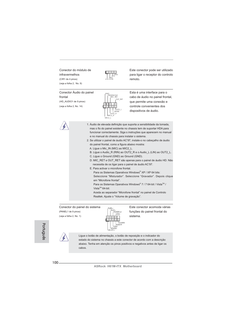 Po rtuguês | ASRock H61M-ITX User Manual | Page 100 / 165