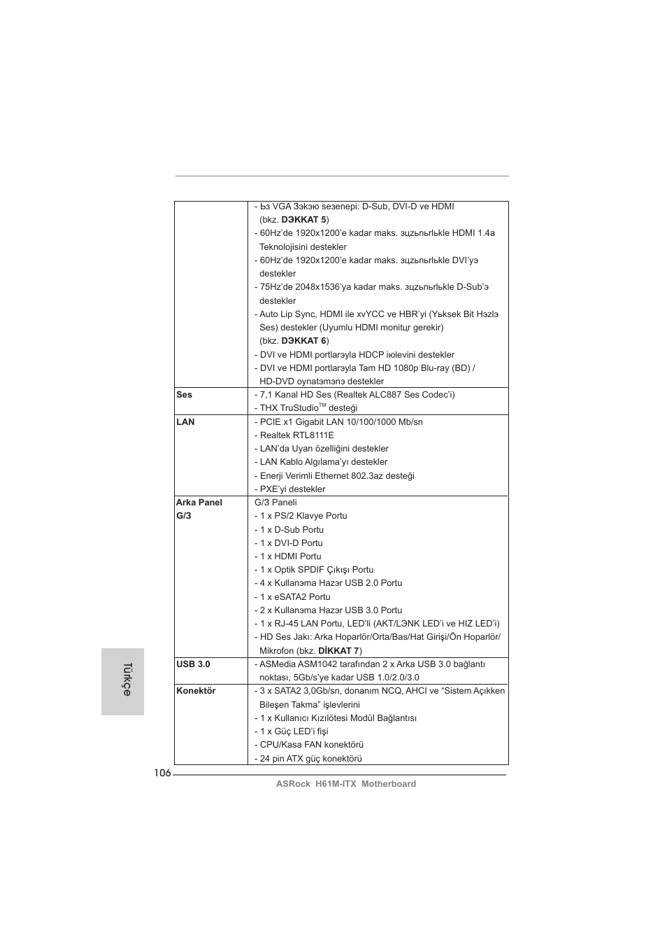 Türkçe | ASRock H61M-ITX User Manual | Page 106 / 165