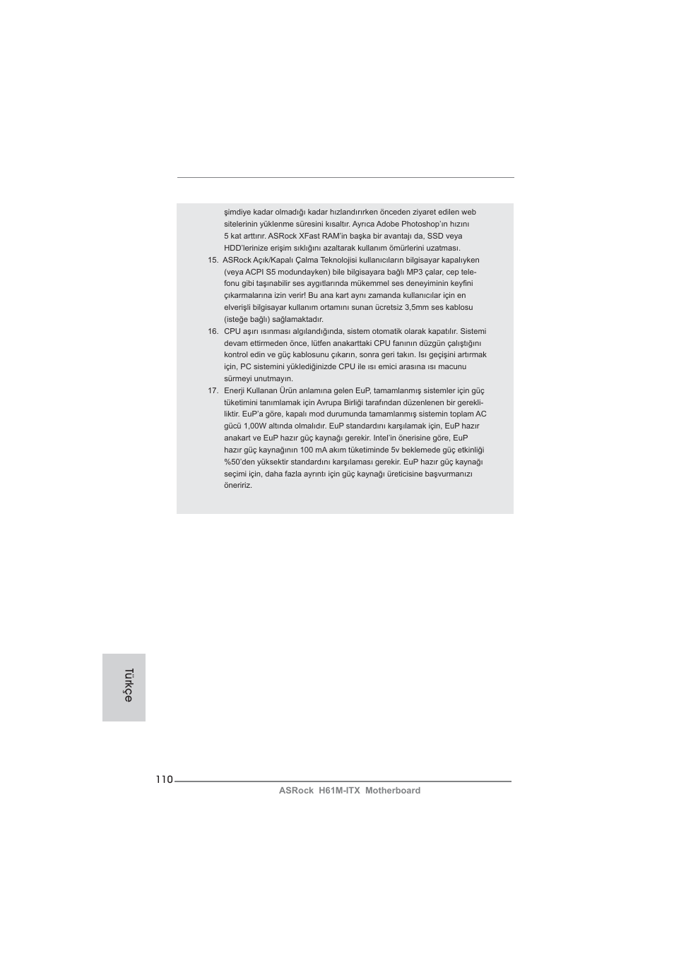Türkçe | ASRock H61M-ITX User Manual | Page 110 / 165