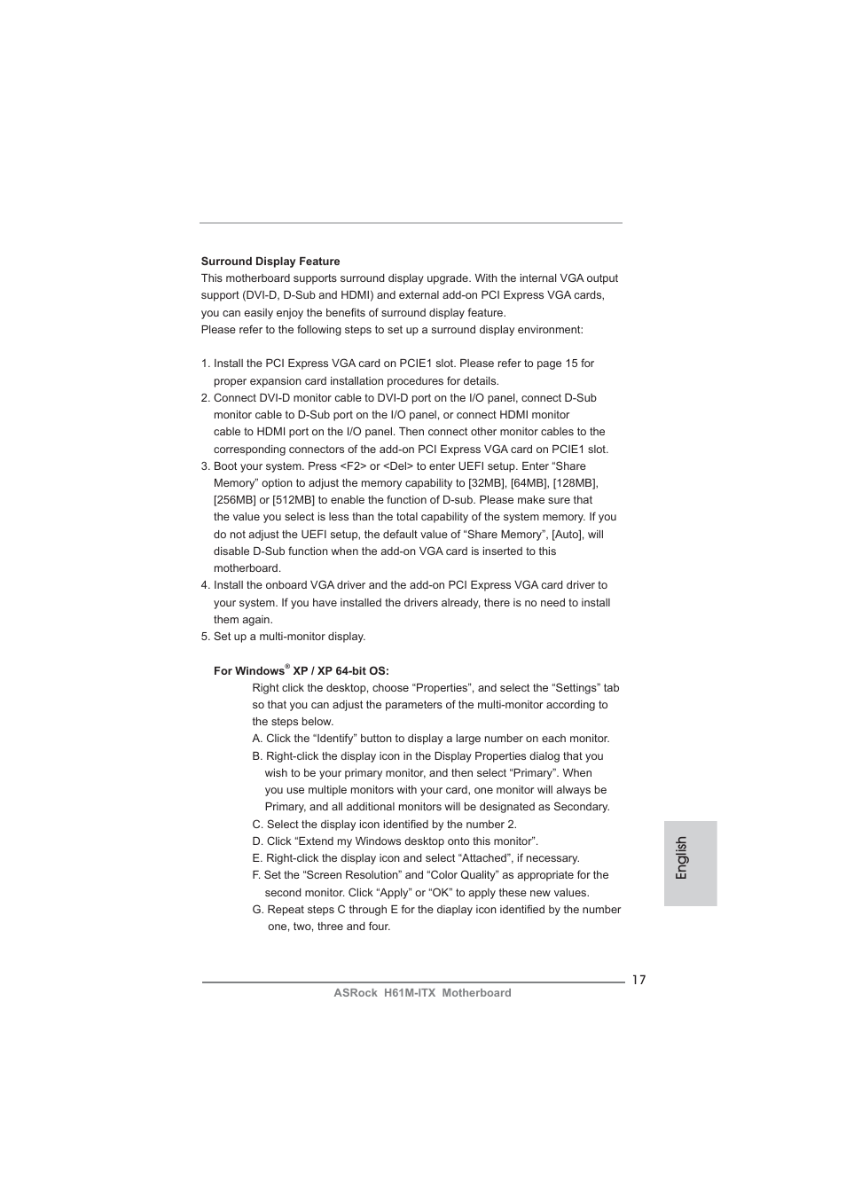 English | ASRock H61M-ITX User Manual | Page 17 / 165