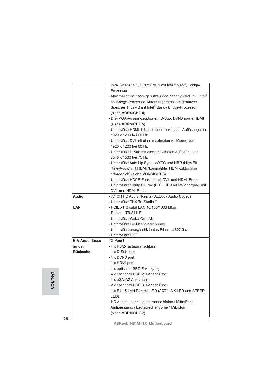 Deutsch | ASRock H61M-ITX User Manual | Page 28 / 165
