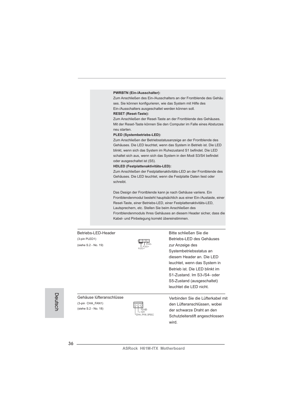 Deutsch | ASRock H61M-ITX User Manual | Page 36 / 165