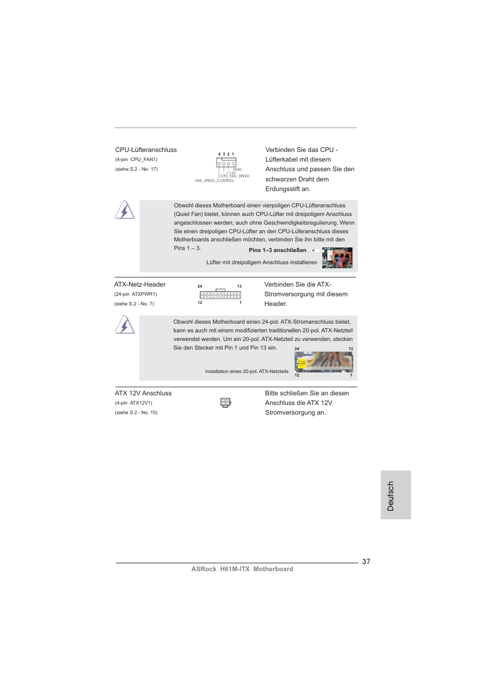 Deutsch | ASRock H61M-ITX User Manual | Page 37 / 165