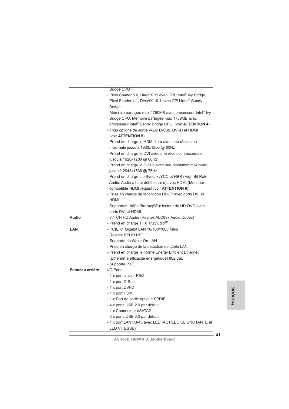 Français | ASRock H61M-ITX User Manual | Page 41 / 165