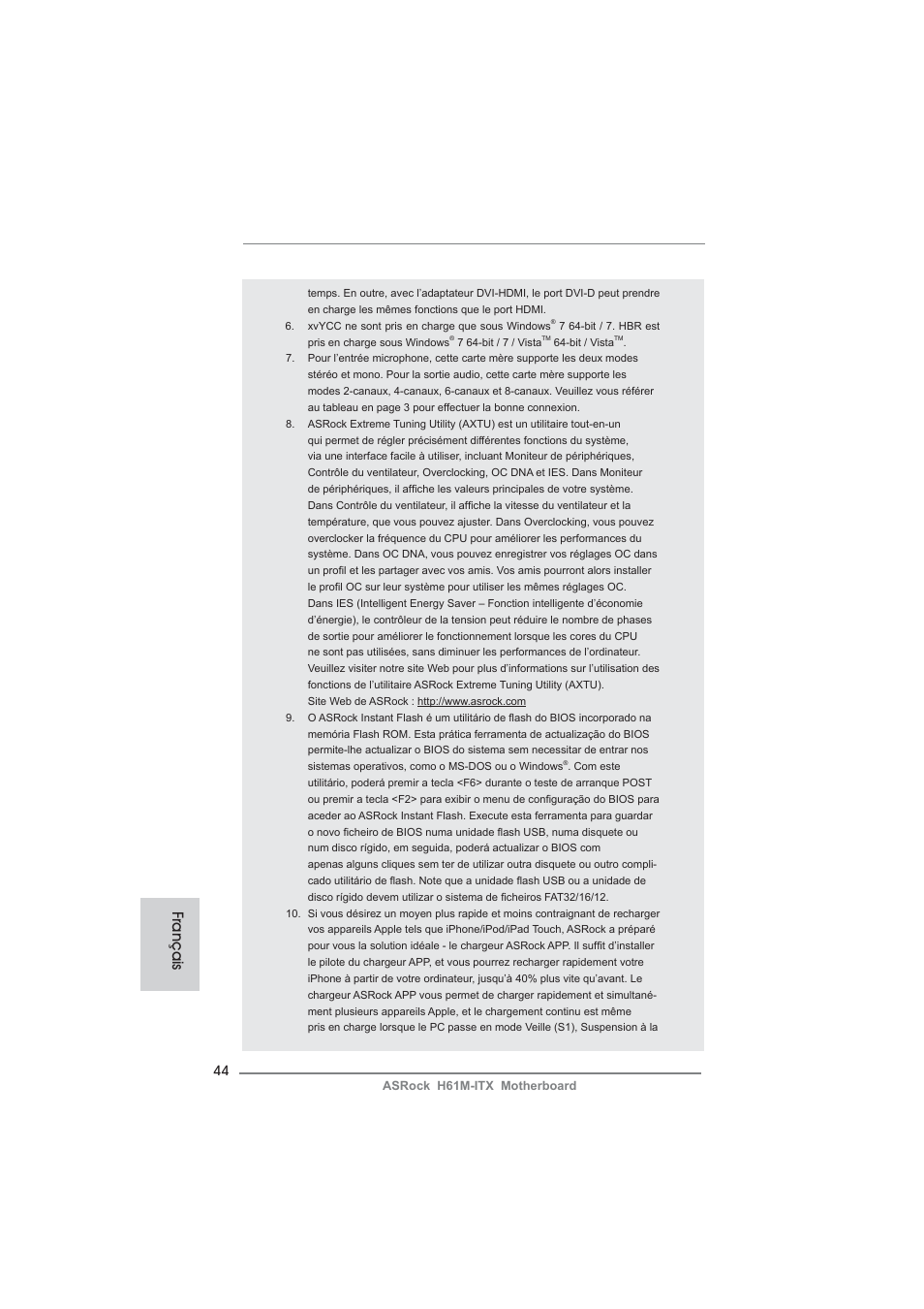 Français | ASRock H61M-ITX User Manual | Page 44 / 165