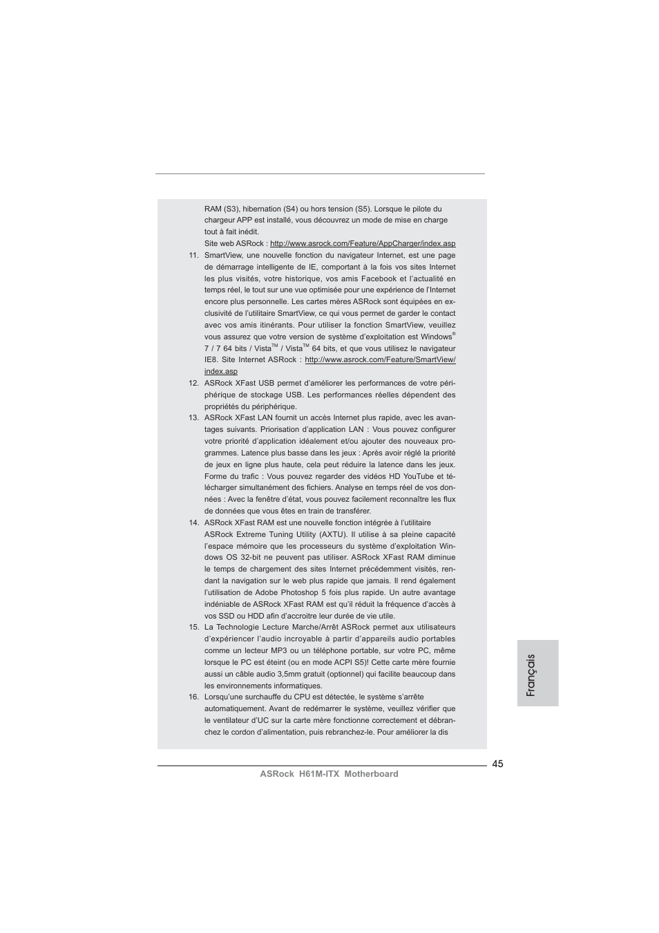 Français | ASRock H61M-ITX User Manual | Page 45 / 165