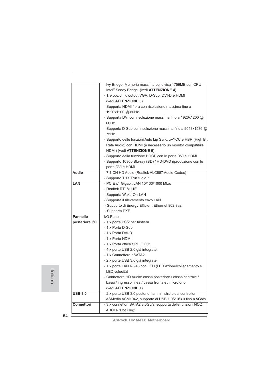 Italiano | ASRock H61M-ITX User Manual | Page 54 / 165