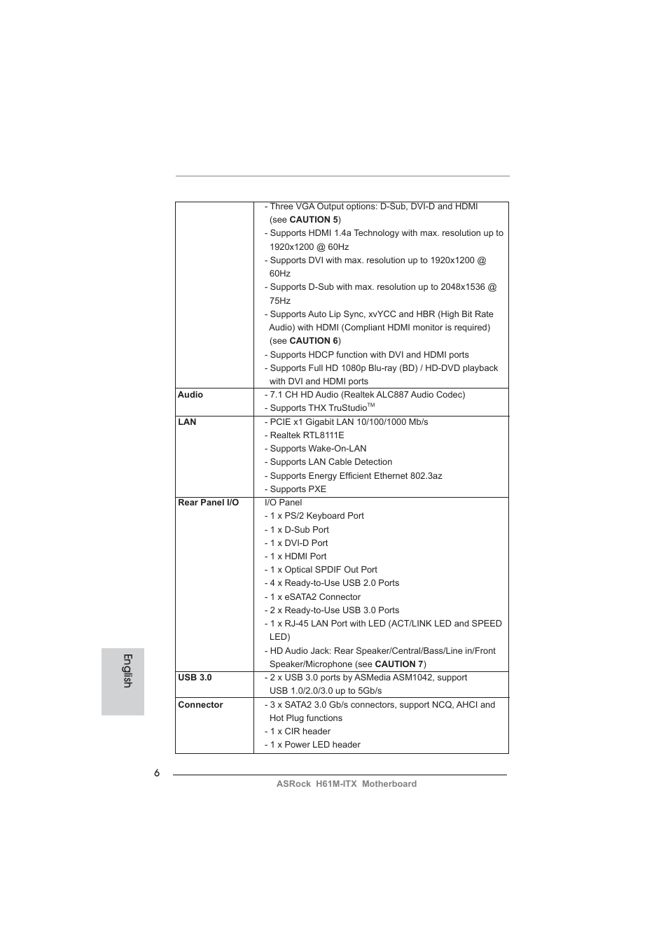 English | ASRock H61M-ITX User Manual | Page 6 / 165