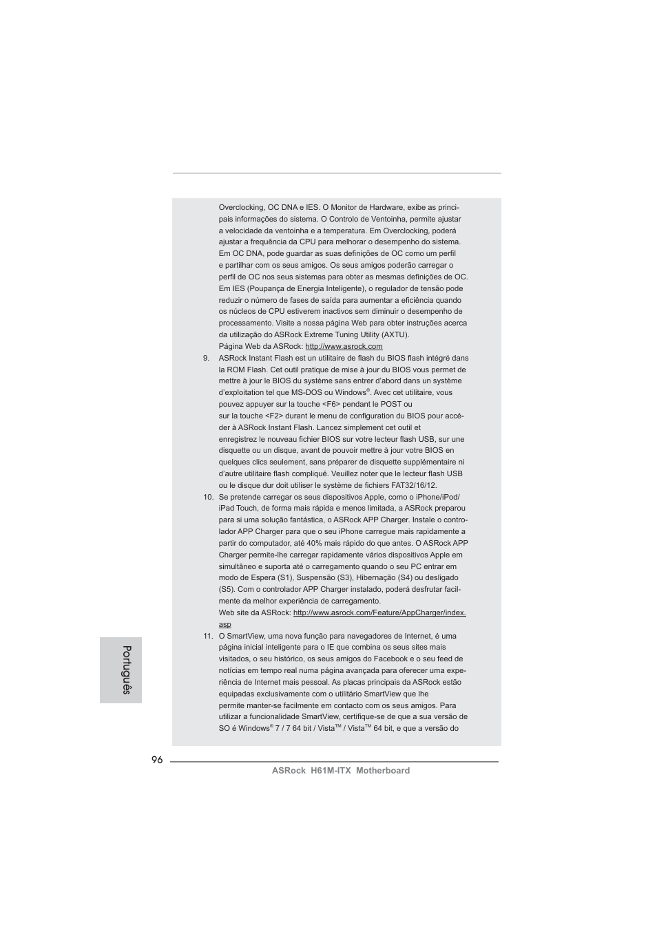 Po rtuguês | ASRock H61M-ITX User Manual | Page 96 / 165