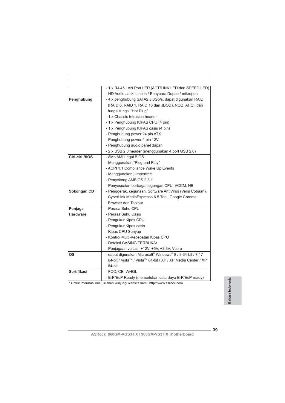 ASRock 960GM-VGS3 FX User Manual | Page 39 / 39