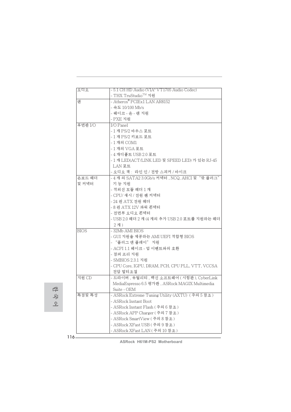 한 국 어 | ASRock H61M-PS2 User Manual | Page 116 / 164