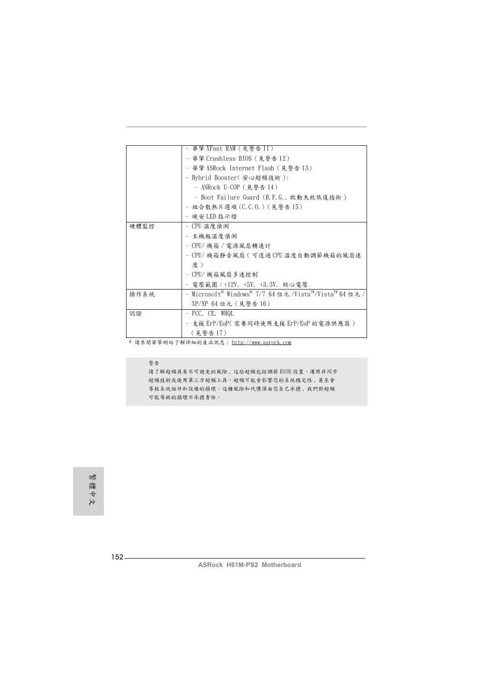 繁體中文 | ASRock H61M-PS2 User Manual | Page 152 / 164