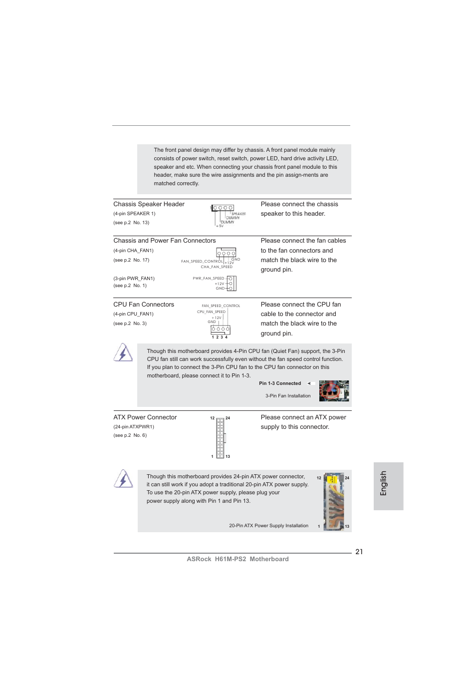 English | ASRock H61M-PS2 User Manual | Page 21 / 164