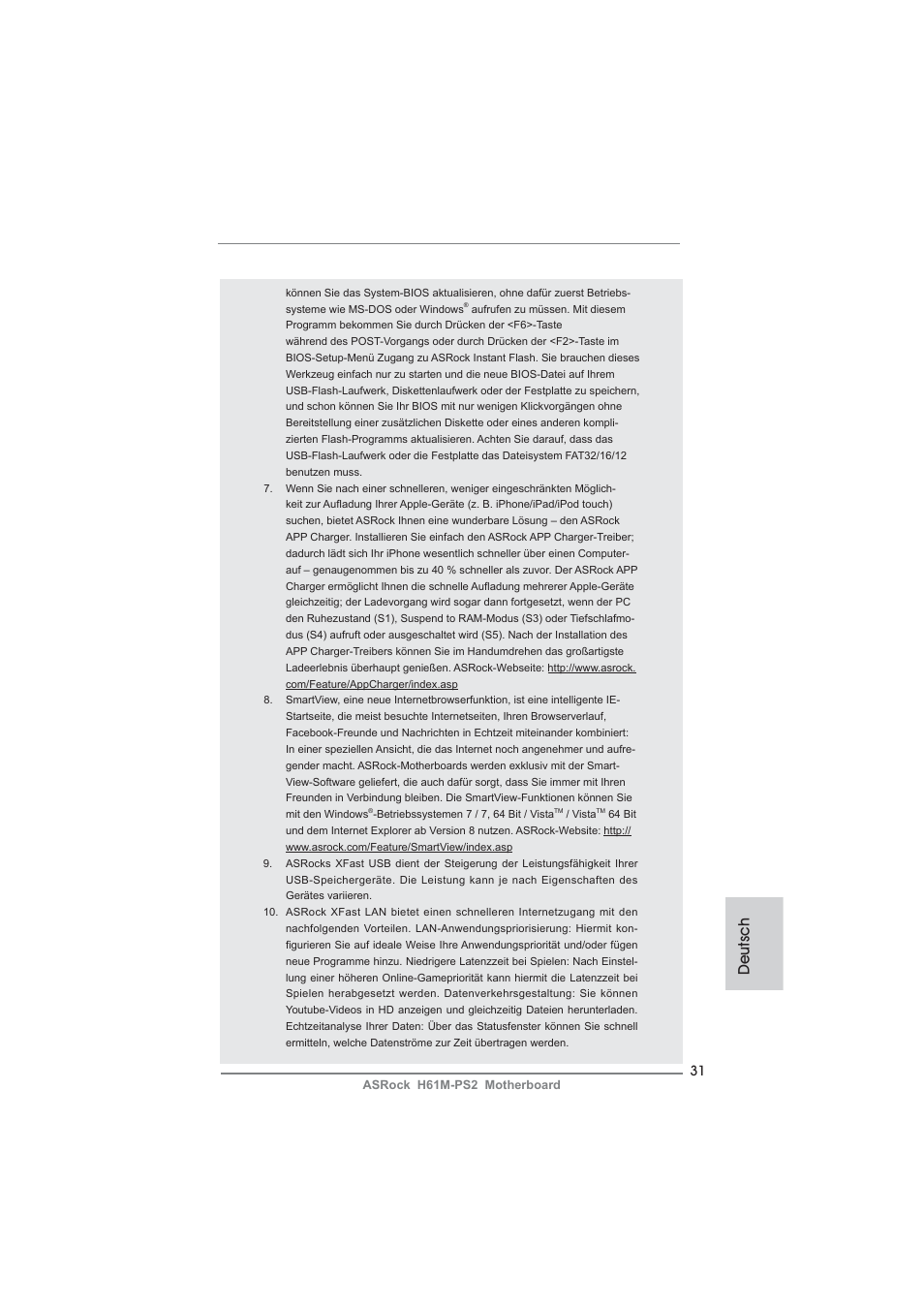 Deutsch | ASRock H61M-PS2 User Manual | Page 31 / 164
