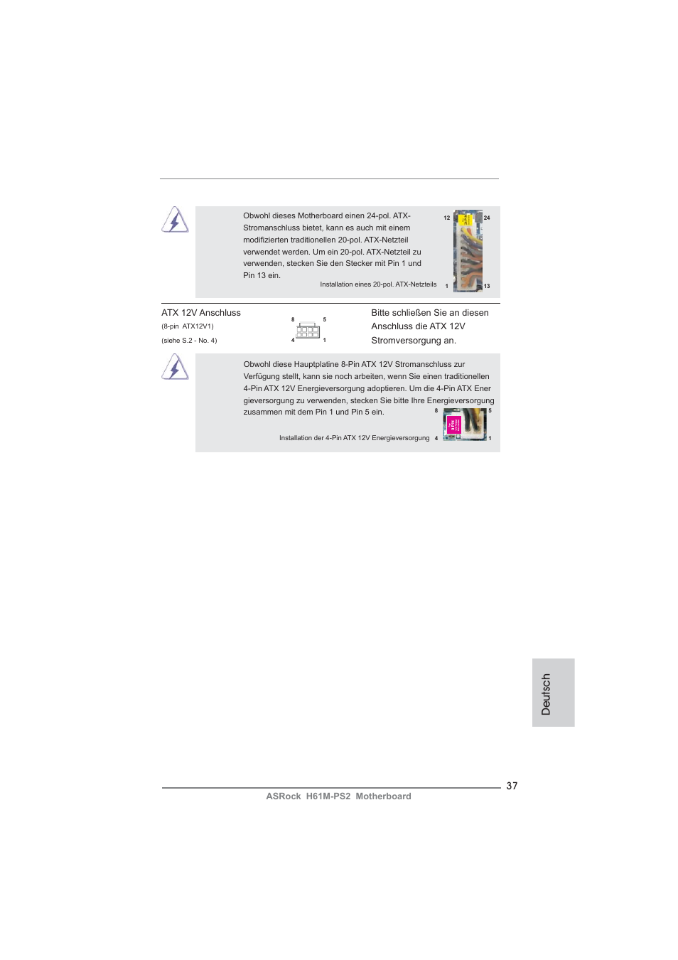 Deutsch | ASRock H61M-PS2 User Manual | Page 37 / 164