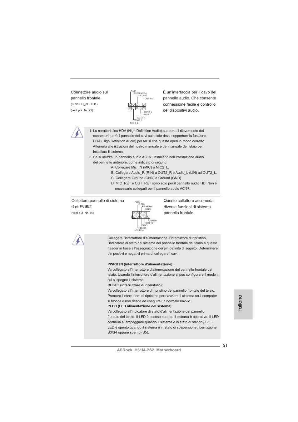 Italiano | ASRock H61M-PS2 User Manual | Page 61 / 164