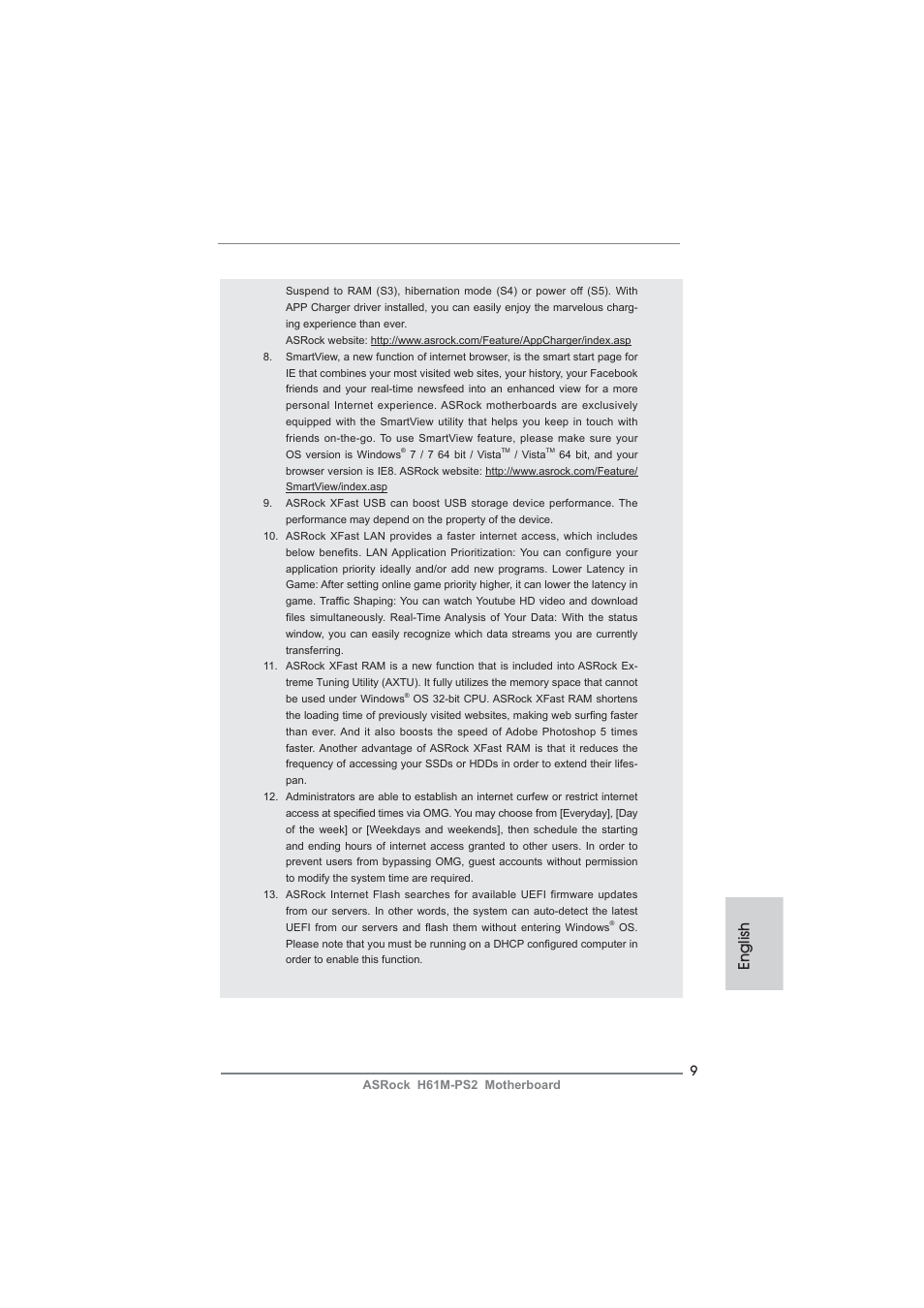 English | ASRock H61M-PS2 User Manual | Page 9 / 164