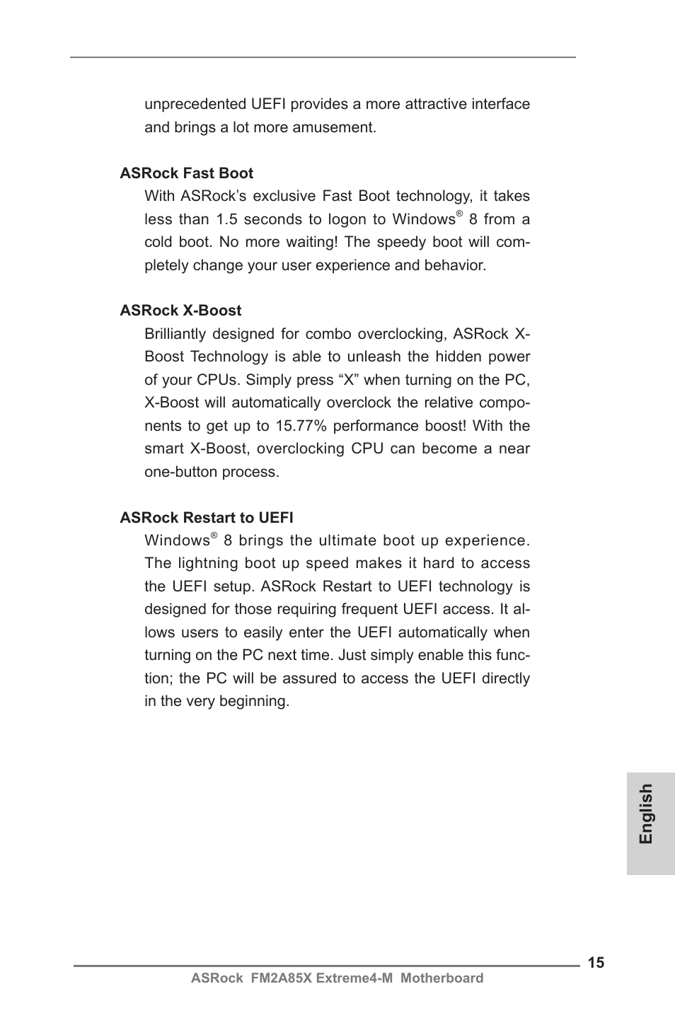English | ASRock FM2A85X Extreme4-M User Manual | Page 15 / 176